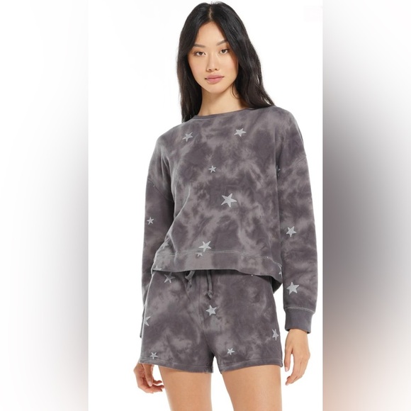 Z Supply Millie Cloud Star Sweater washes black large - Picture 1 of 9